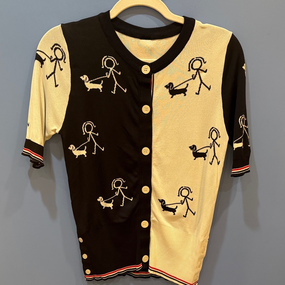 Dog Lover Black and Cream Cardigan